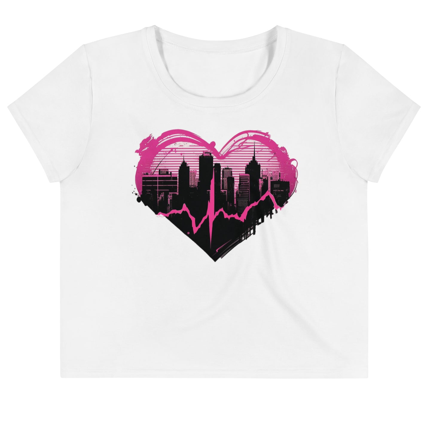 EzPanda® Pulse: Graffiti-Style Heartbeat Women's Crop Tee