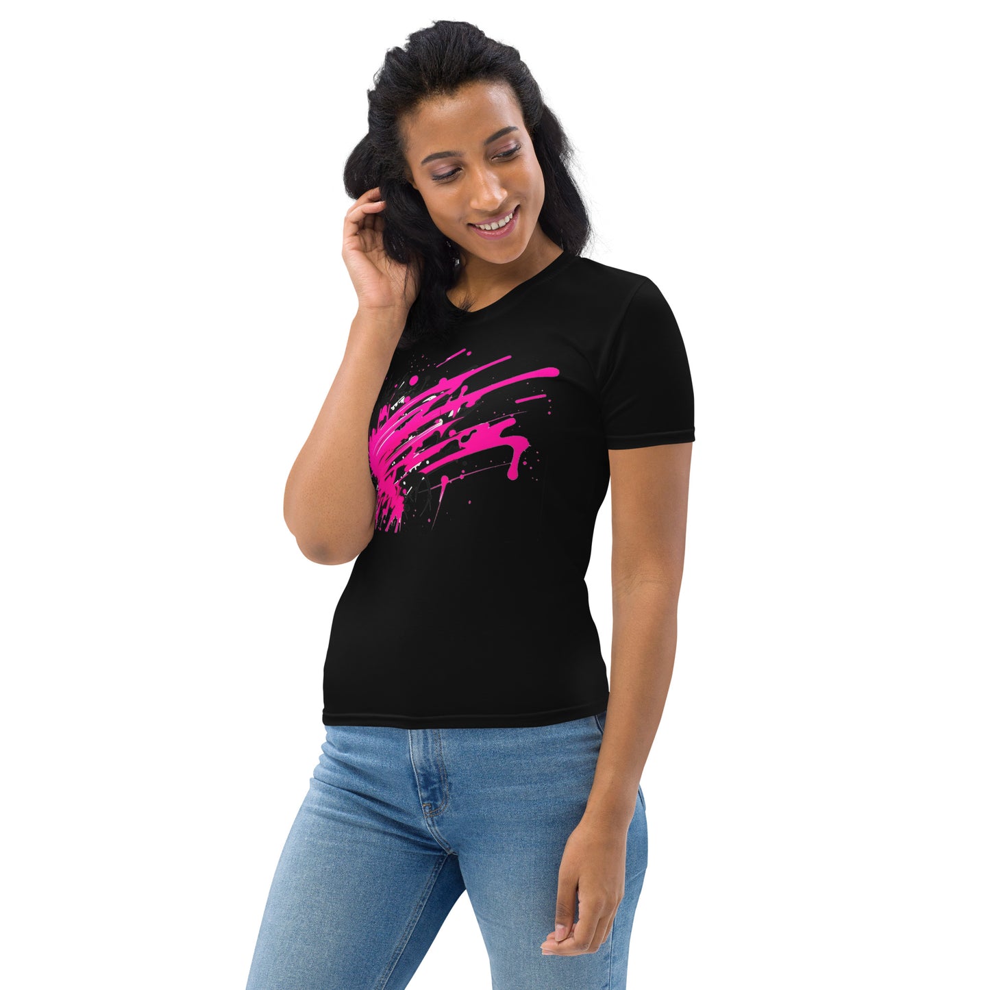 EzPanda® Neon Wave: Graffiti-Style Power Surge Women's Graphic Crew Neck Tee