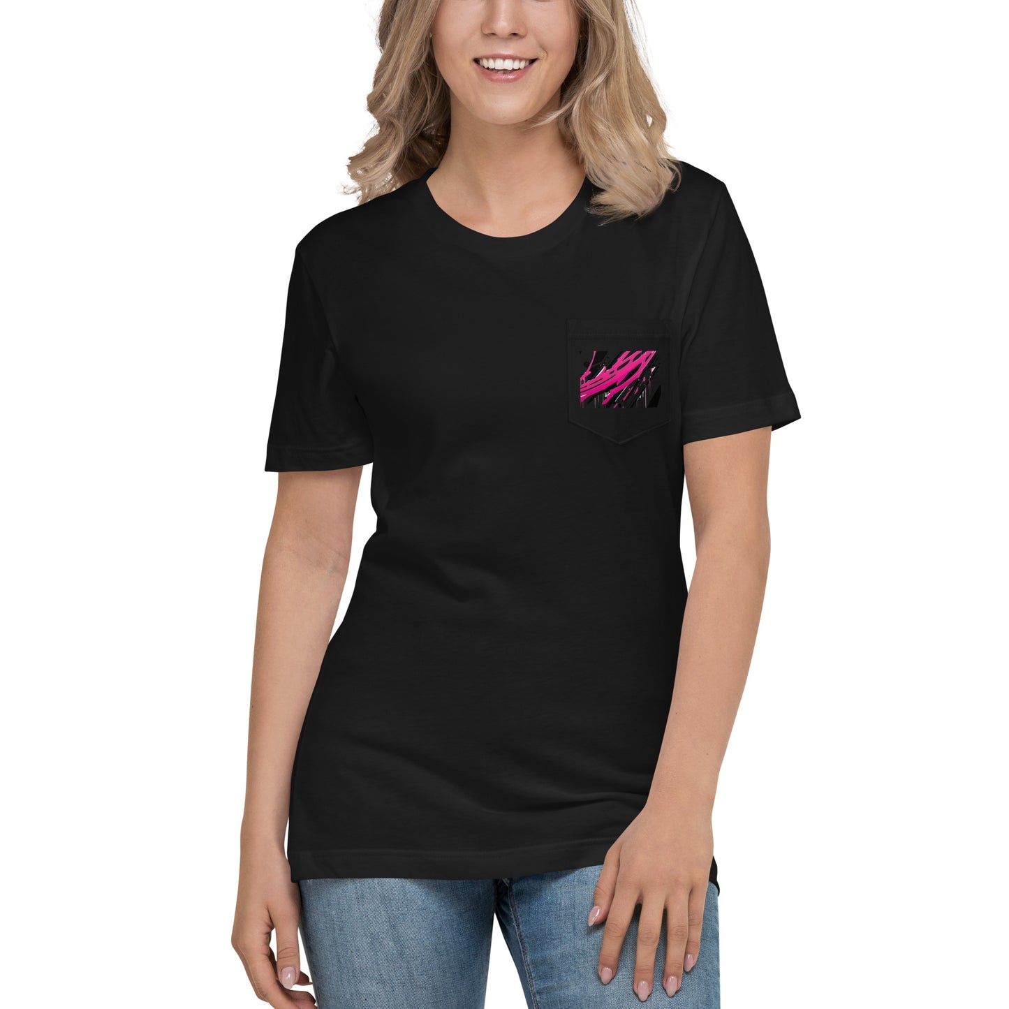 EzPanda® Pocket Splash: Unisex Pocket Tee with Abstract Embroidery