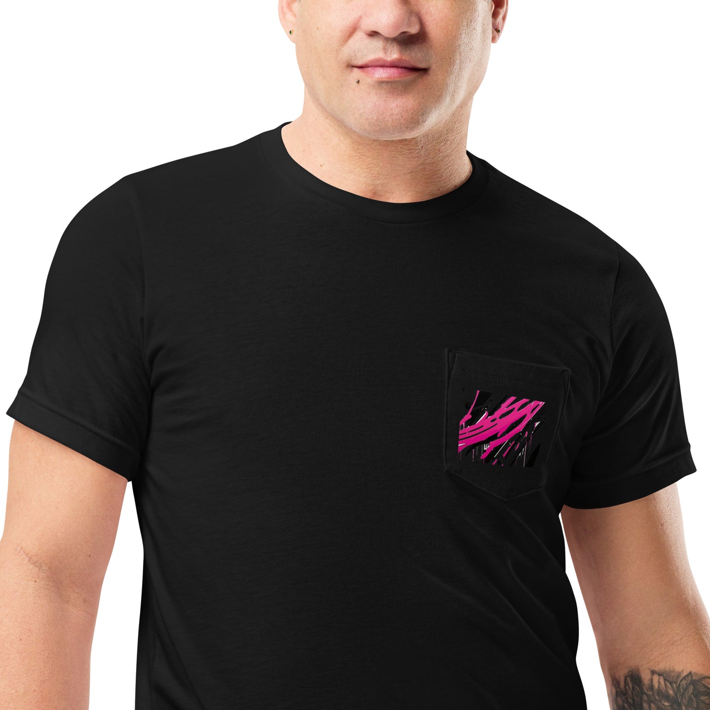 EzPanda® Pocket Splash: Unisex Pocket Tee with Abstract Embroidery