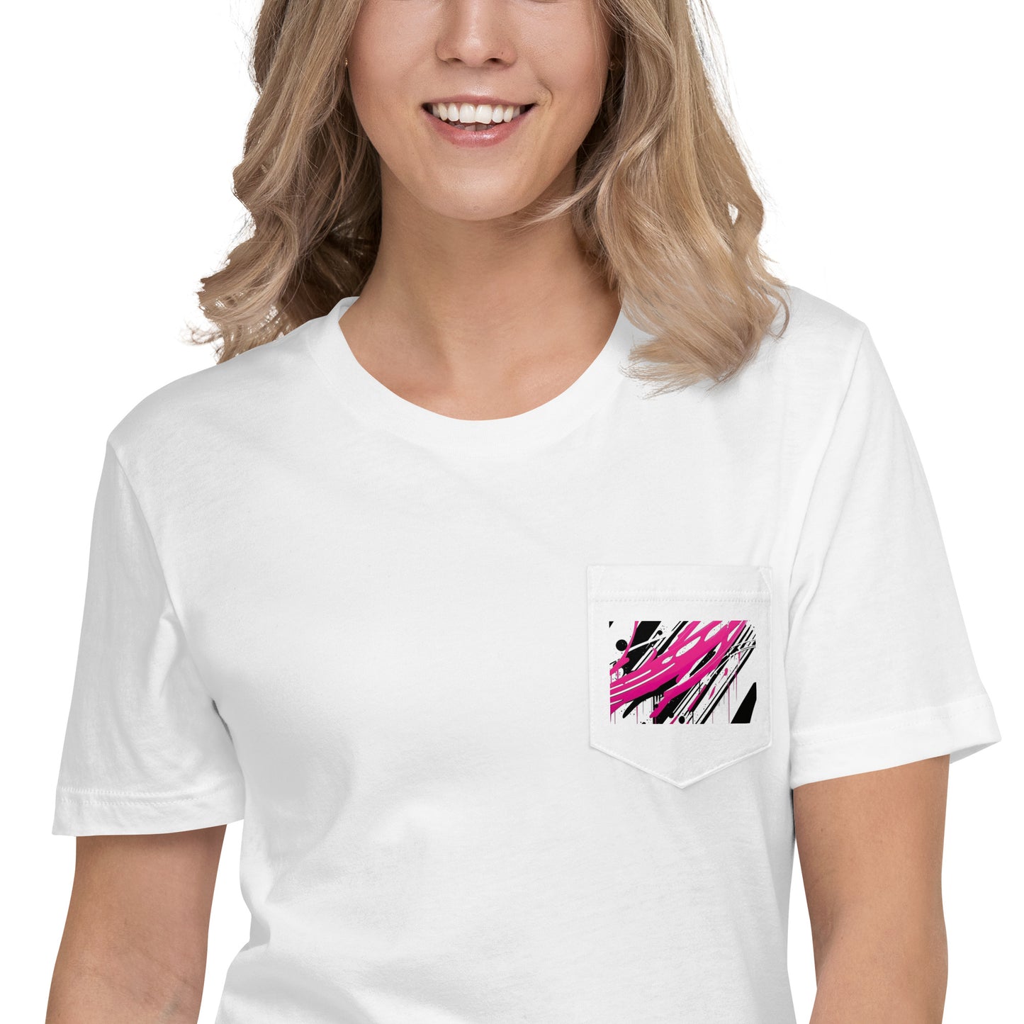 EzPanda® Pocket Splash: Unisex Pocket Tee with Abstract Embroidery