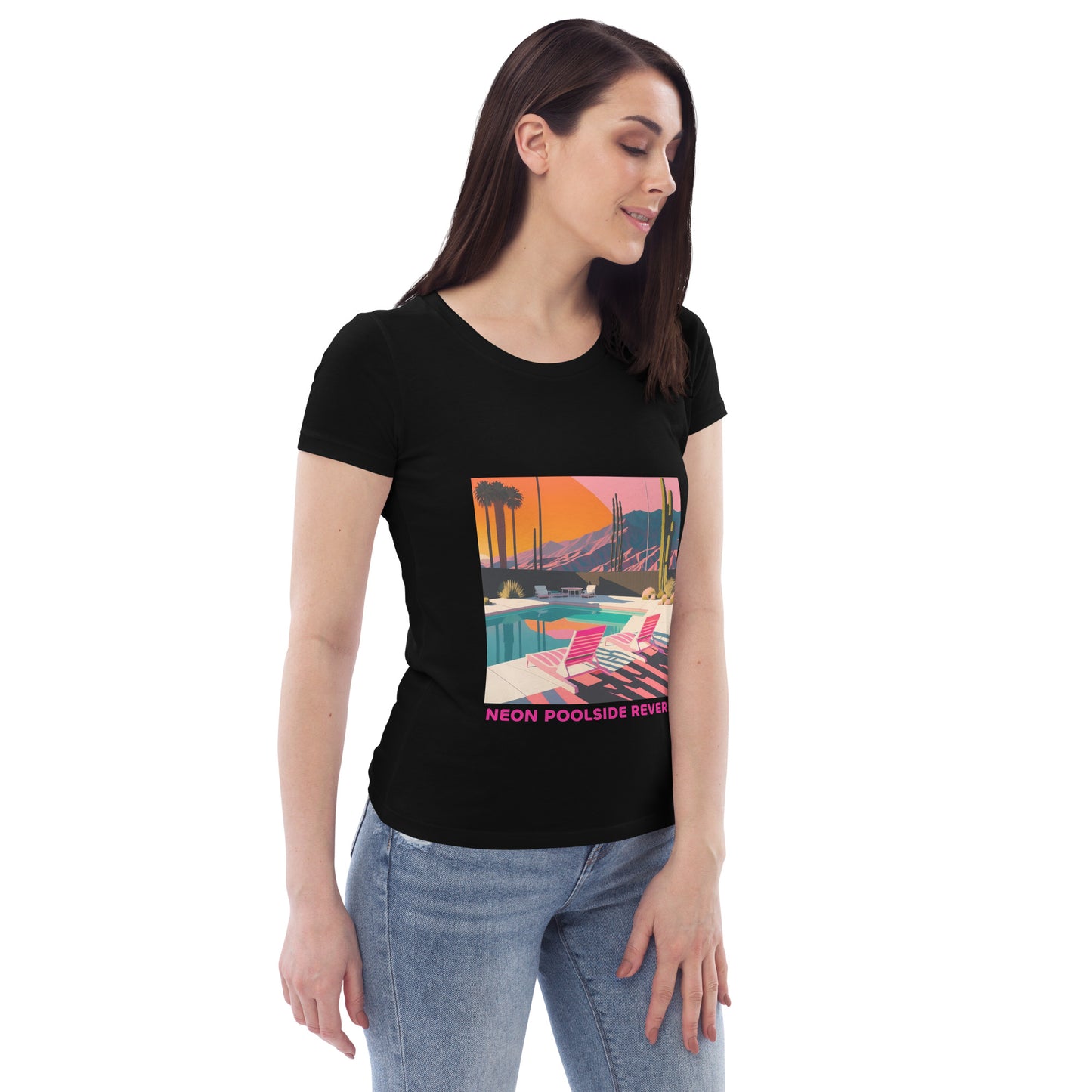 EzPanda® Neon Poolside Reverie: Women's Eco-Friendly Graphic Tee