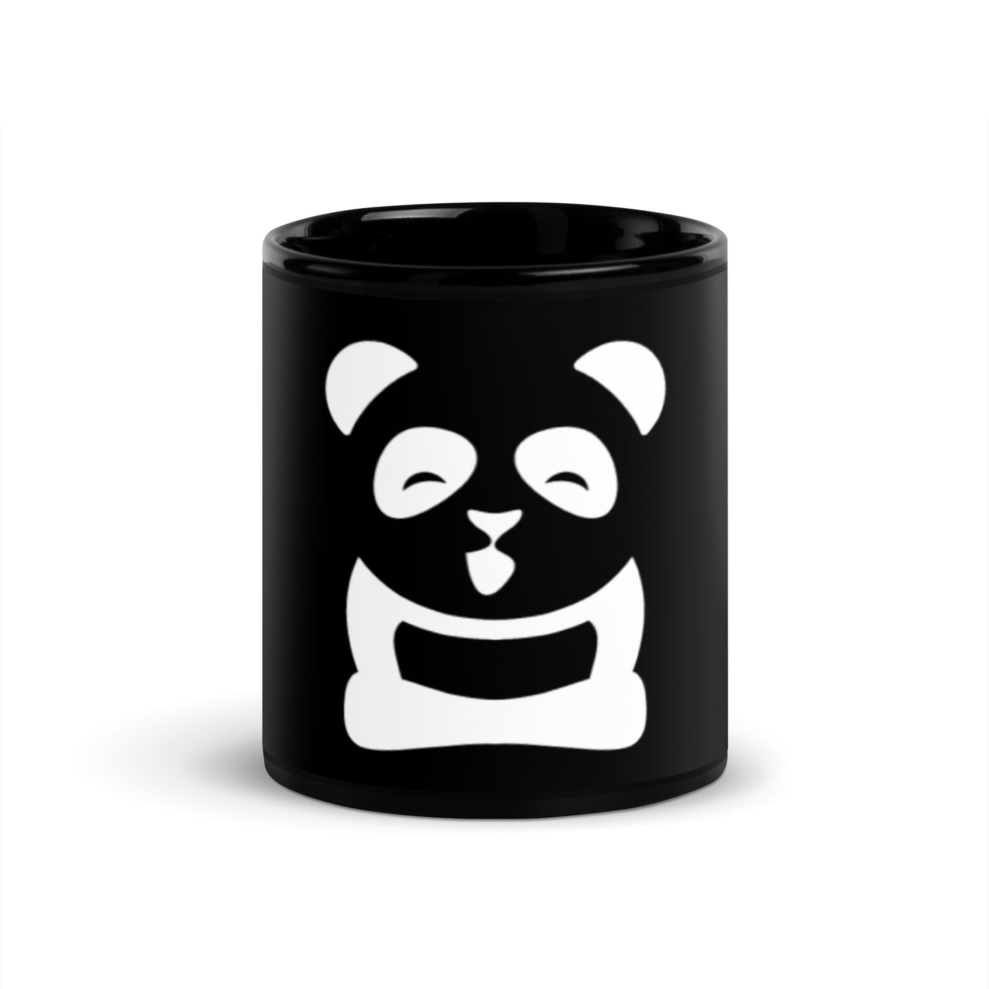 EzPanda® Black Glossy Coffee Mug (Original Logo - Transparent White)