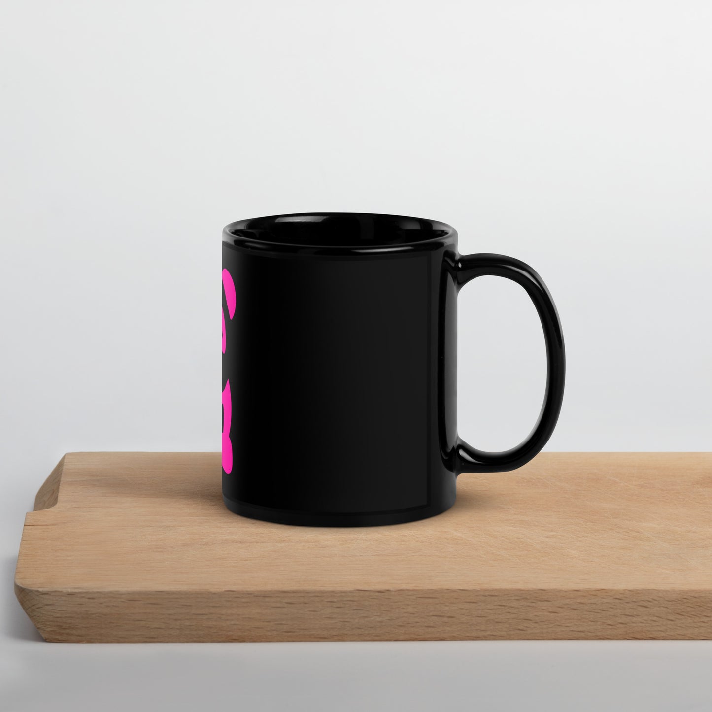 EzPanda® Black Glossy Coffee Mug (Original Logo - Transparent Pink)