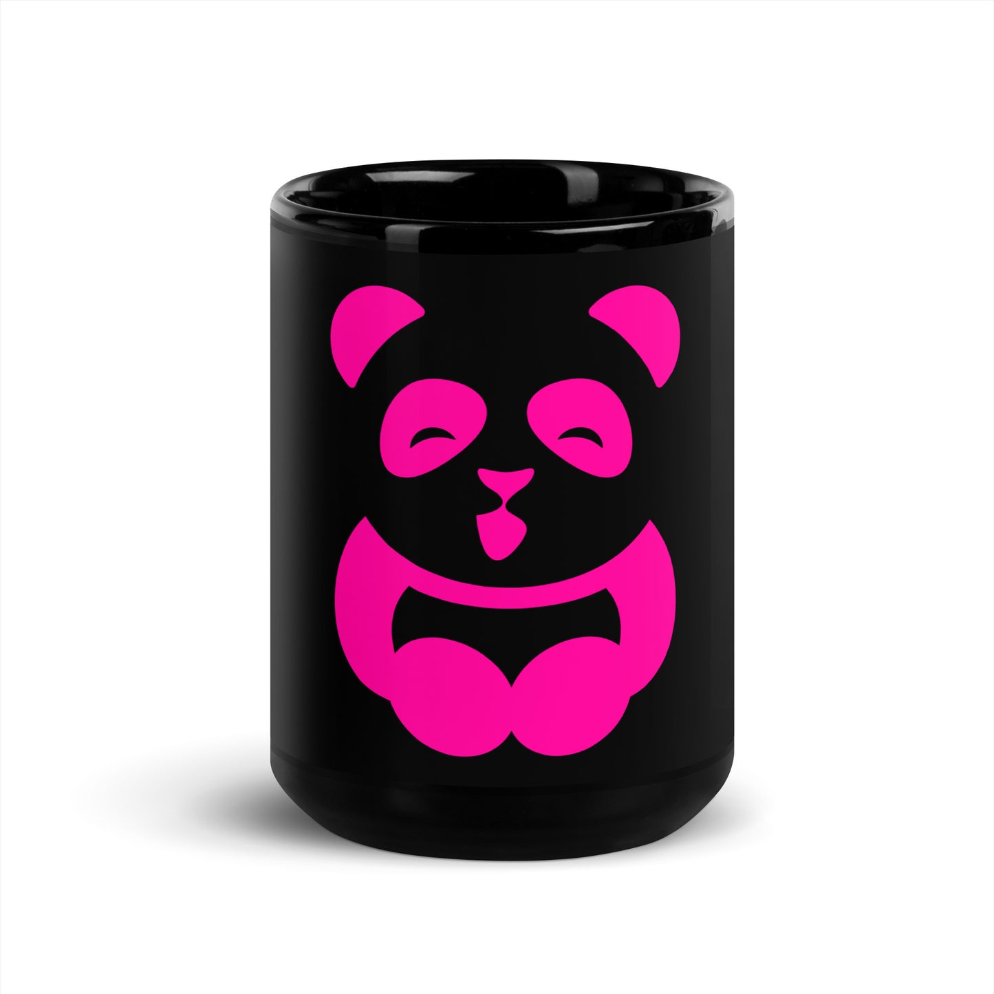 EzPanda® Black Glossy Coffee Mug (Alternate Logo - Transparent Pink)