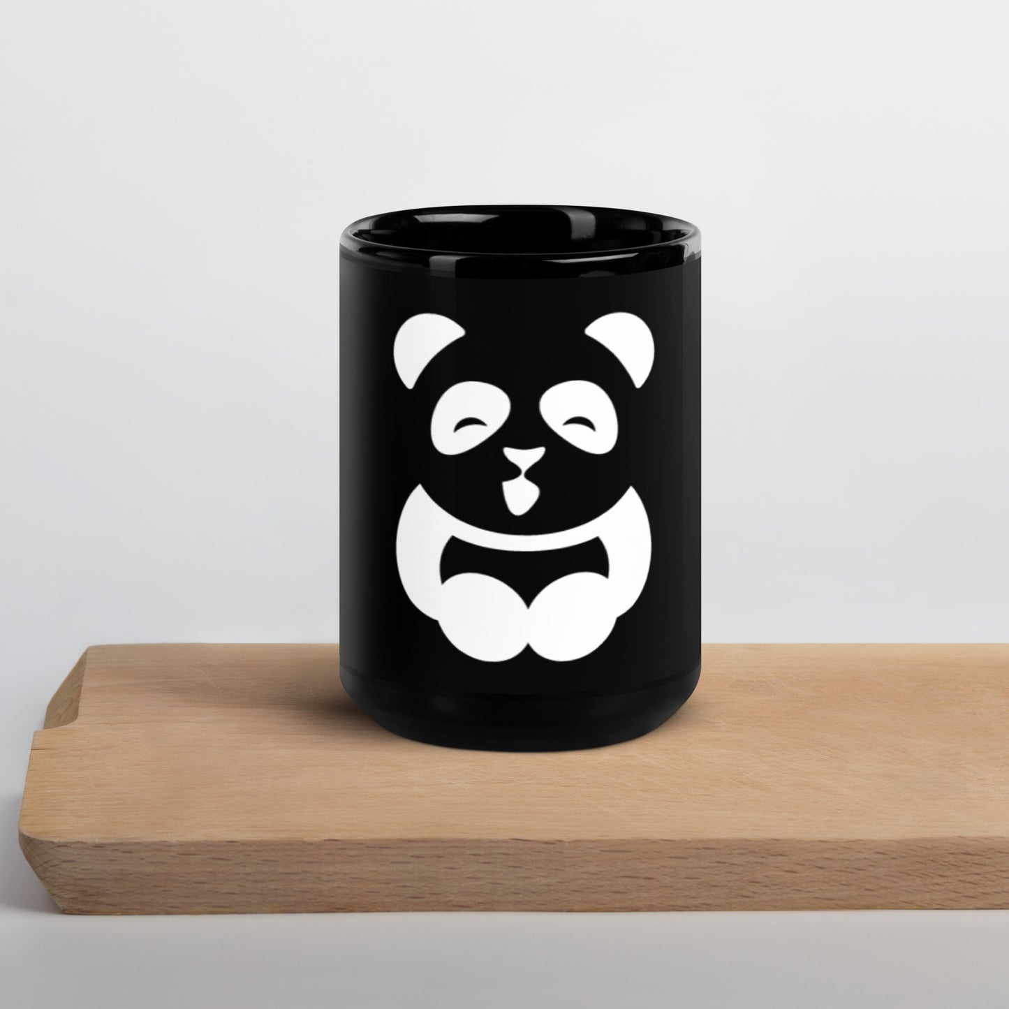 EzPanda® Black Glossy Coffee Mug (Alternate Logo - Transparent White)