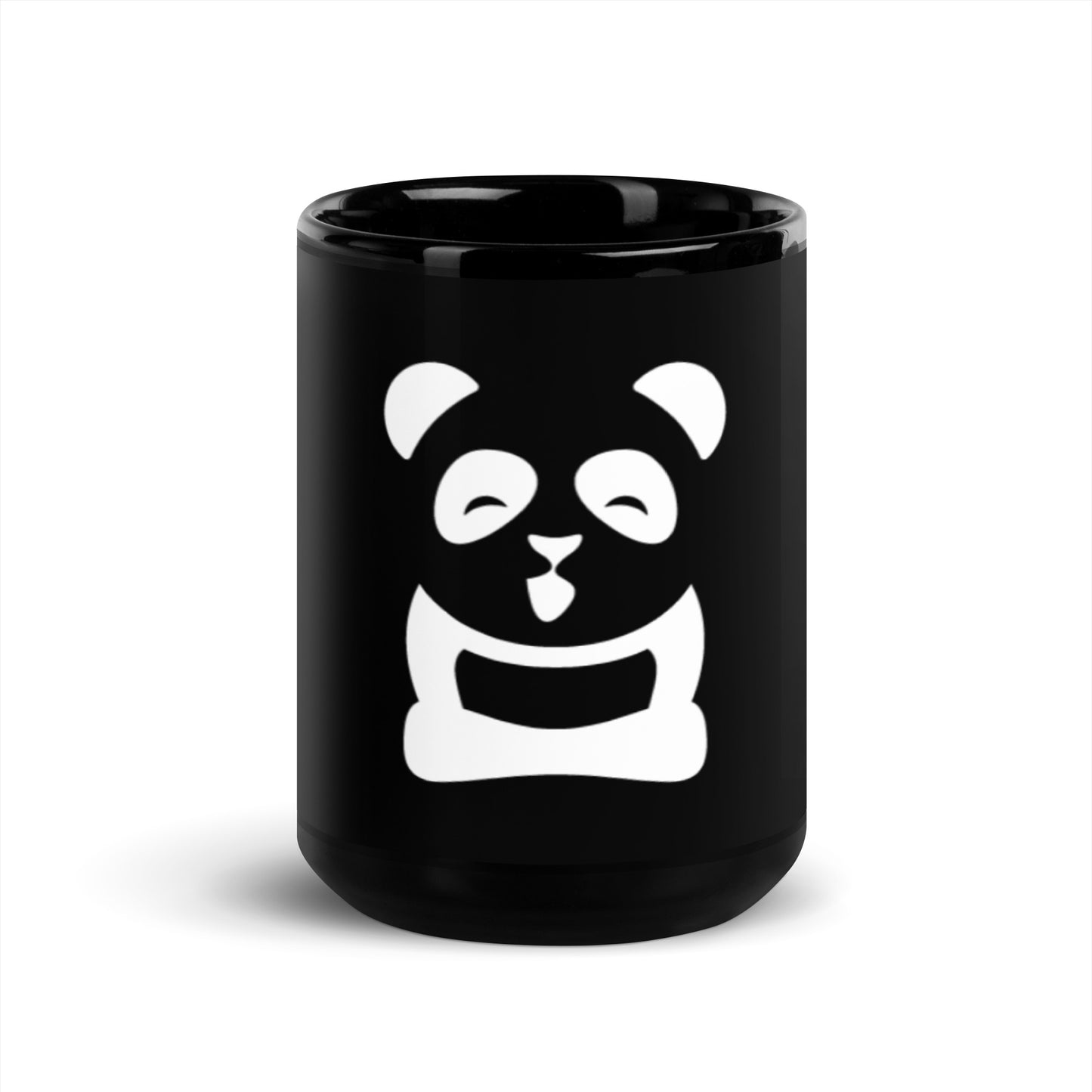 EzPanda® Black Glossy Coffee Mug (Original Logo - Transparent White)
