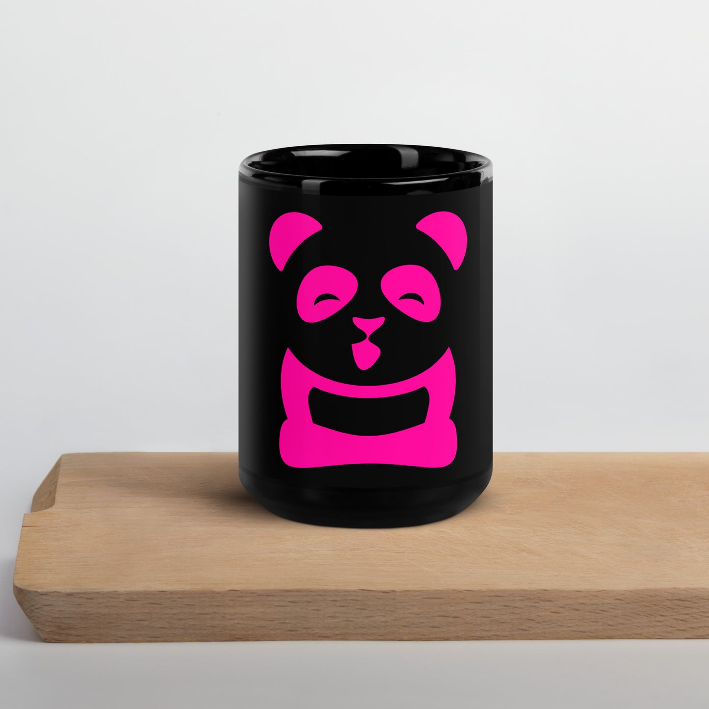 EzPanda® Black Glossy Coffee Mug (Original Logo - Transparent Pink)