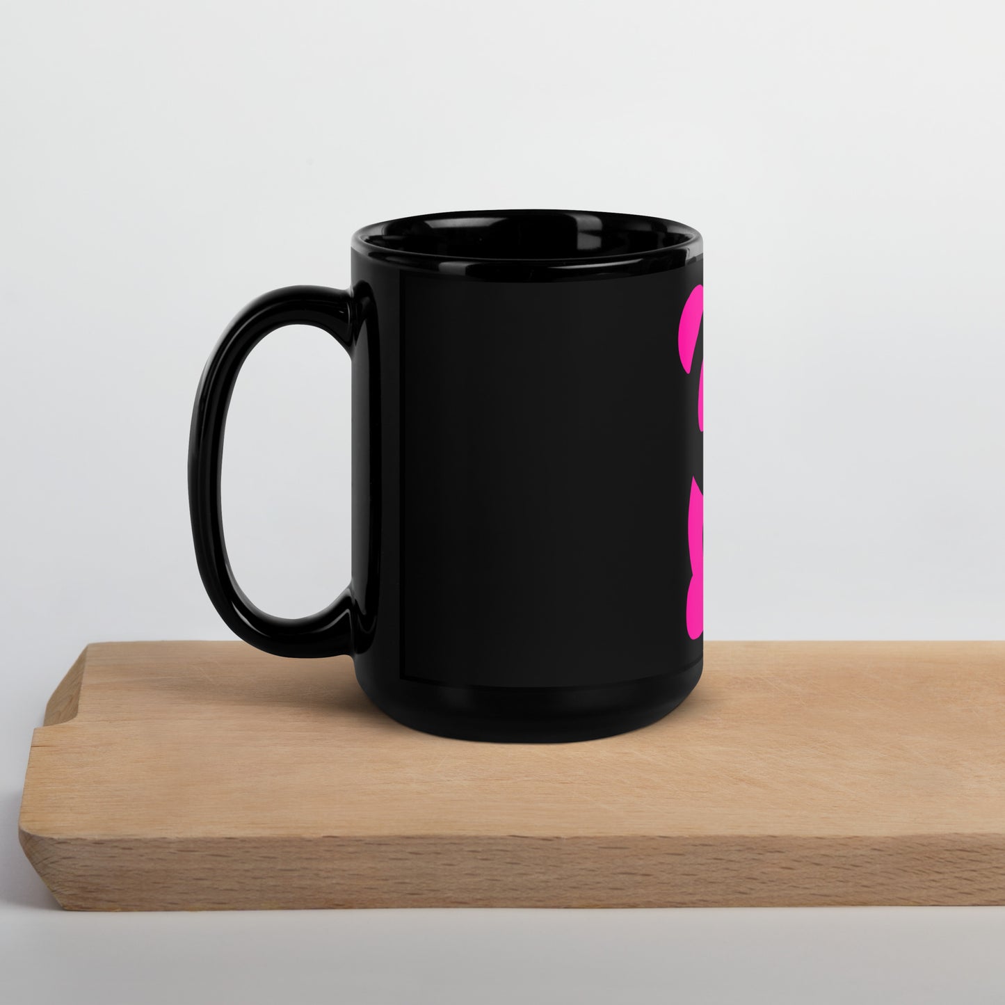 EzPanda® Black Glossy Coffee Mug (Original Logo - Transparent Pink)