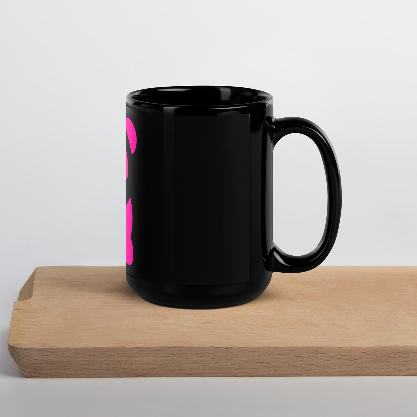 EzPanda® Black Glossy Coffee Mug (Original Logo - Transparent Pink)