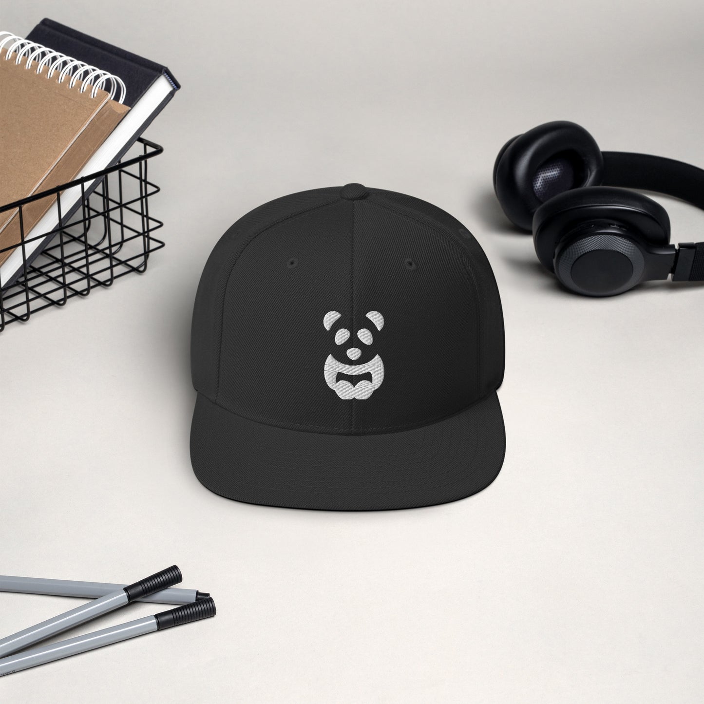 EzPanda® Classic Snapback Hat (Alternate Logo - Transparent White - 3D Puff)
