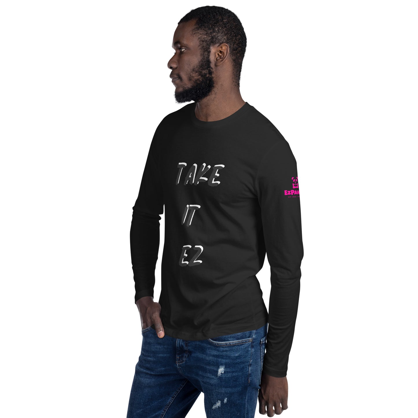 EzPanda® Men's Long Sleeve Fitted Crew Shirt (Take it Ez)