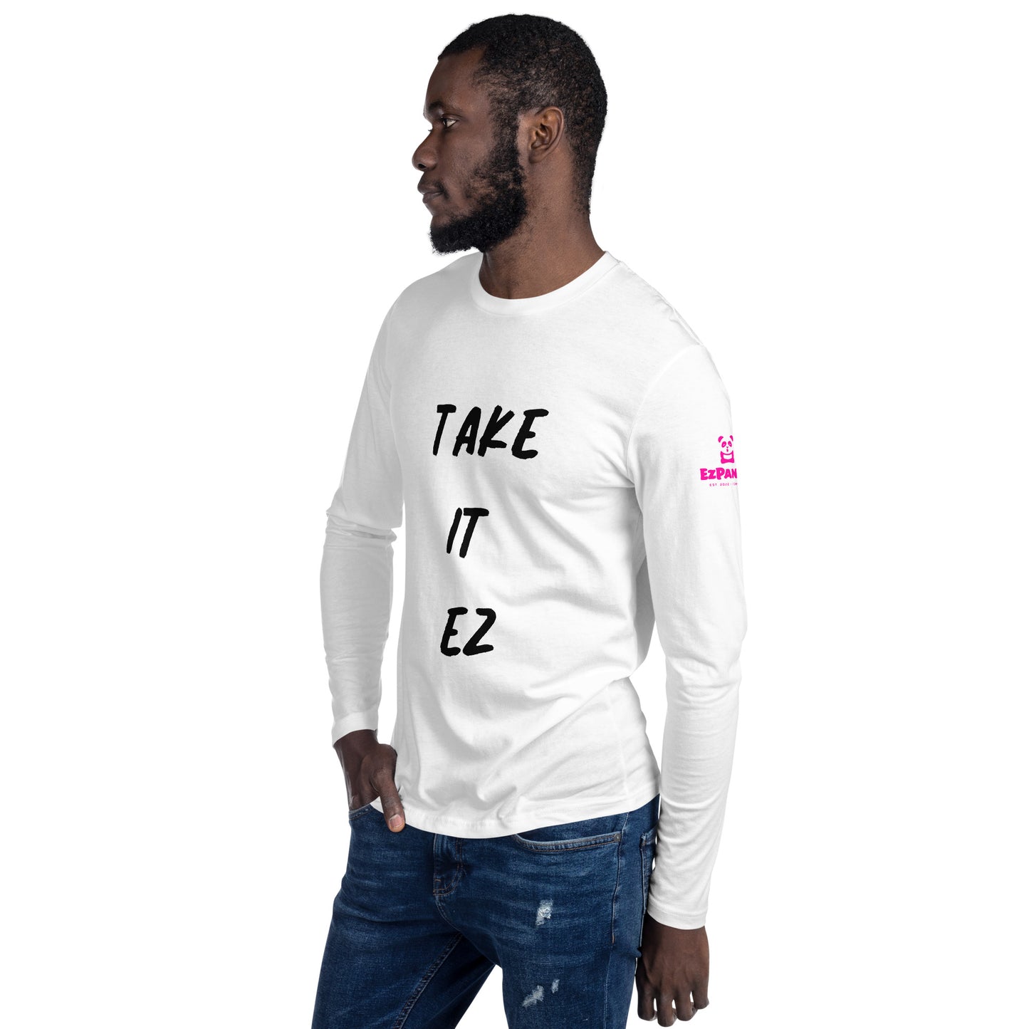EzPanda® Men's Long Sleeve Fitted Crew Shirt (Take it Ez)