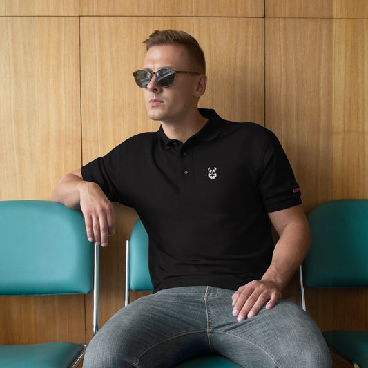 EzPanda® Men's Premium Polo Shirt (Alternate Logo - Transparent White)