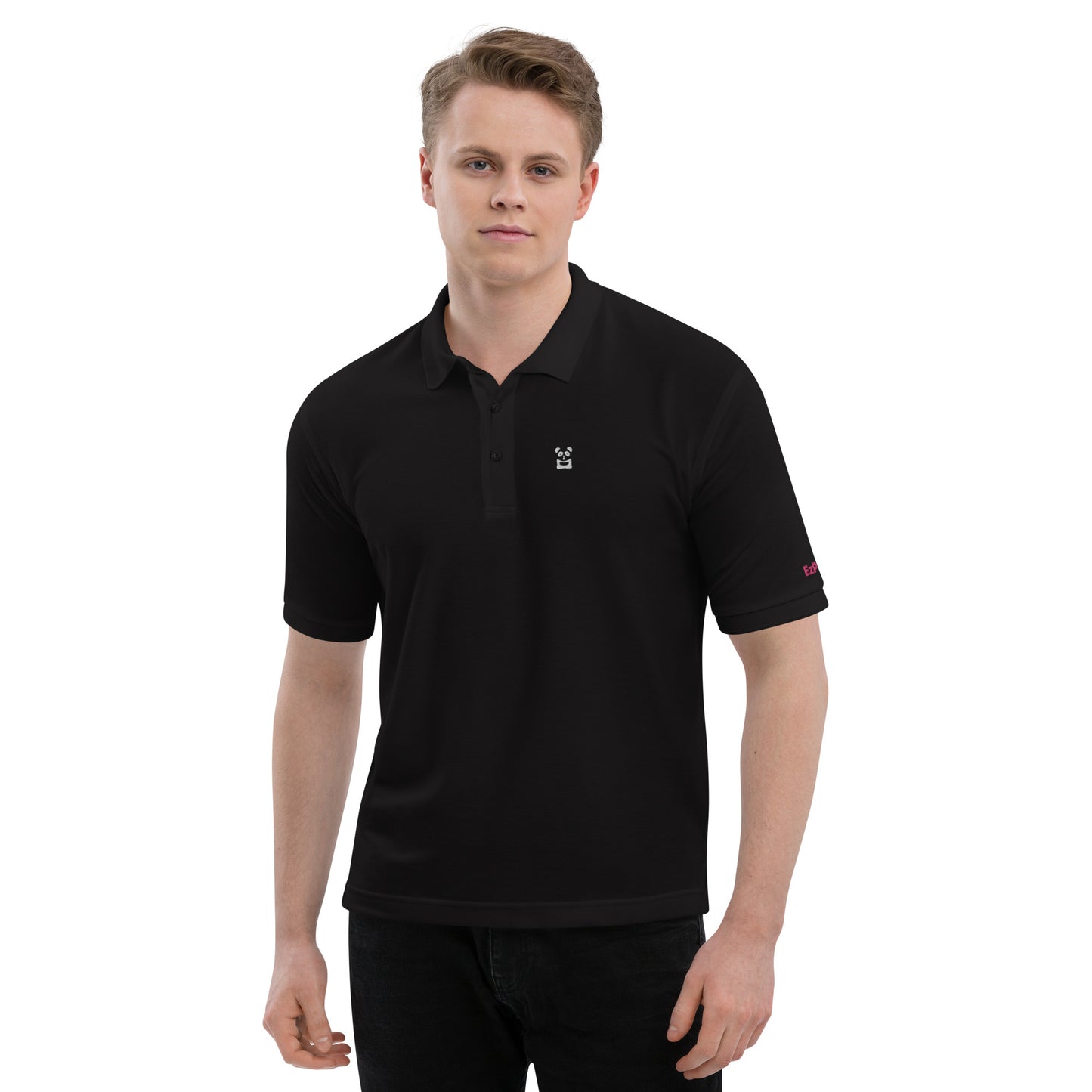 EzPanda® Men's Premium Polo Shirt (Original Logo - Transparent White)