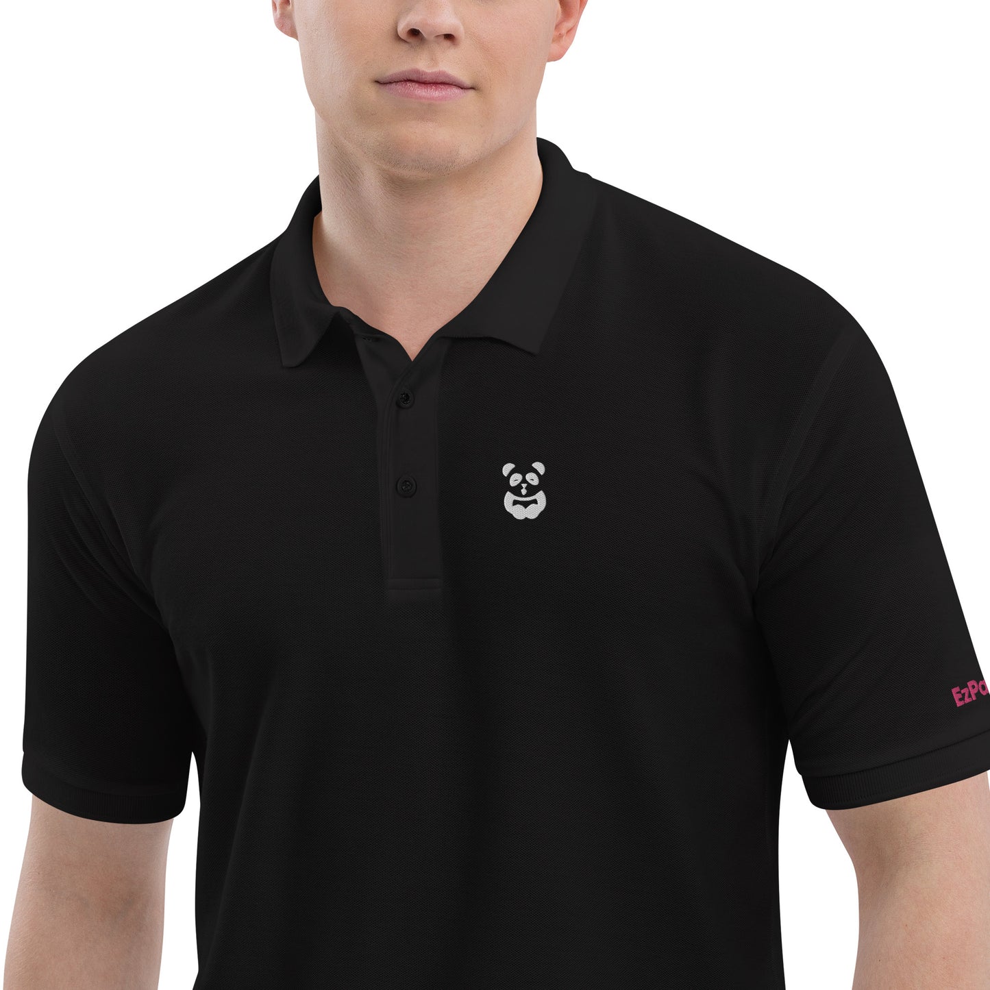 EzPanda® Men's Premium Polo Shirt (Alternate Logo - Transparent White)