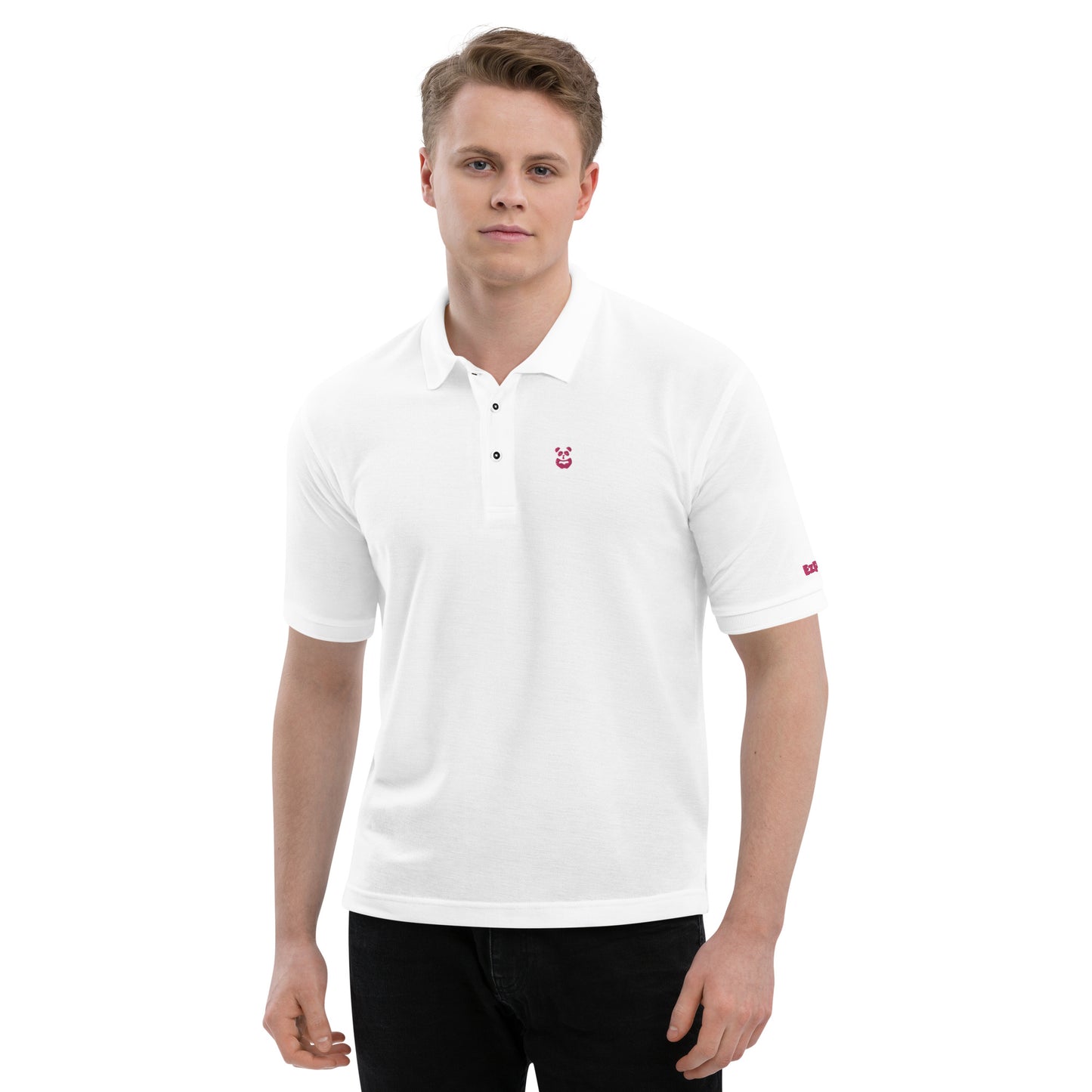 EzPanda® Men's Premium Polo Shirt (Alternate Logo - Pink)