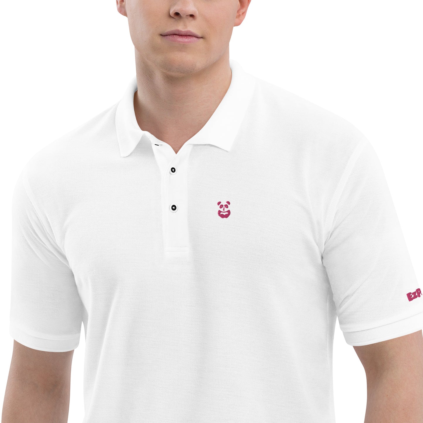 EzPanda® Men's Premium Polo Shirt (Alternate Logo - Pink)