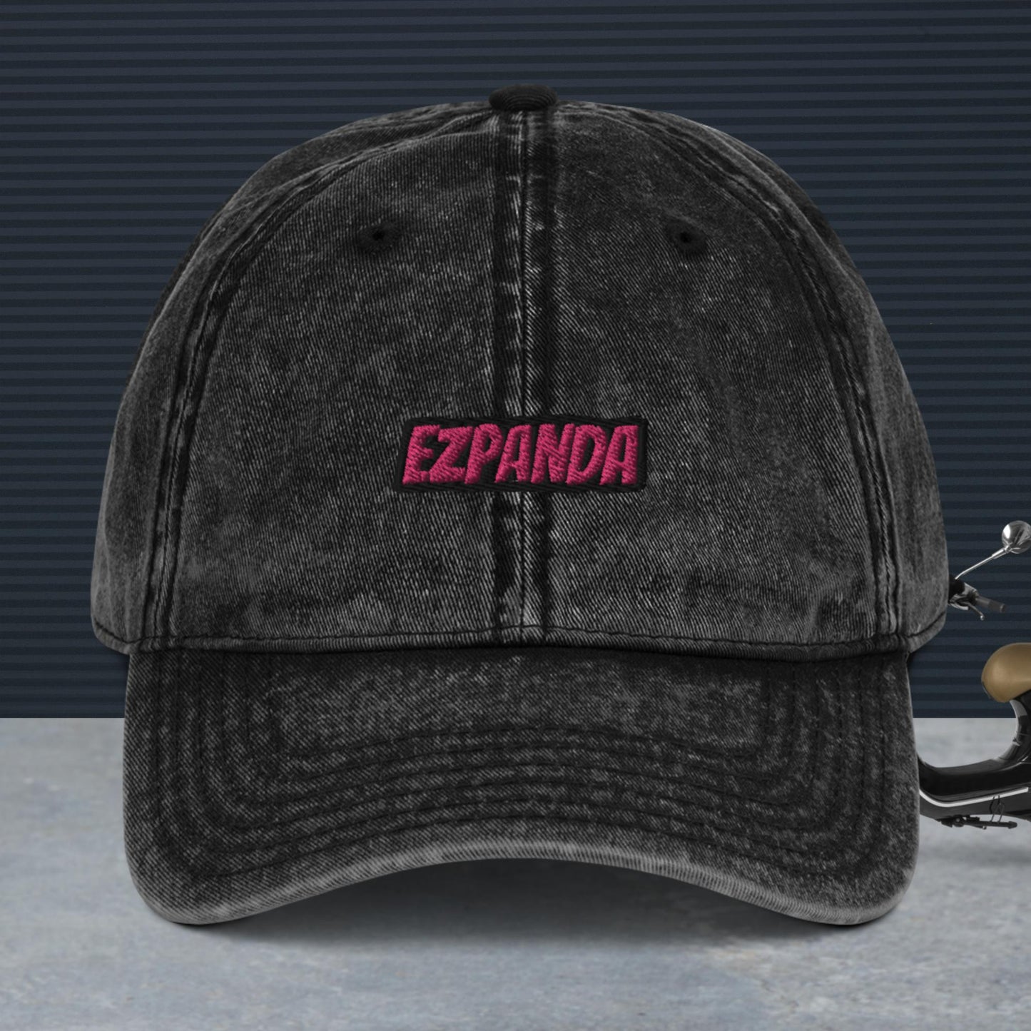 EzPanda™ Vintage Cotton Twill Dad Hat (Pink & Black)
