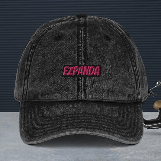 EzPanda™ Vintage Cotton Twill Dad Hat (Pink & Black)