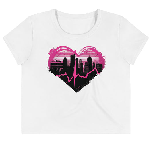EzPanda® Pulse: Graffiti-Style Heartbeat Women's Crop Tee