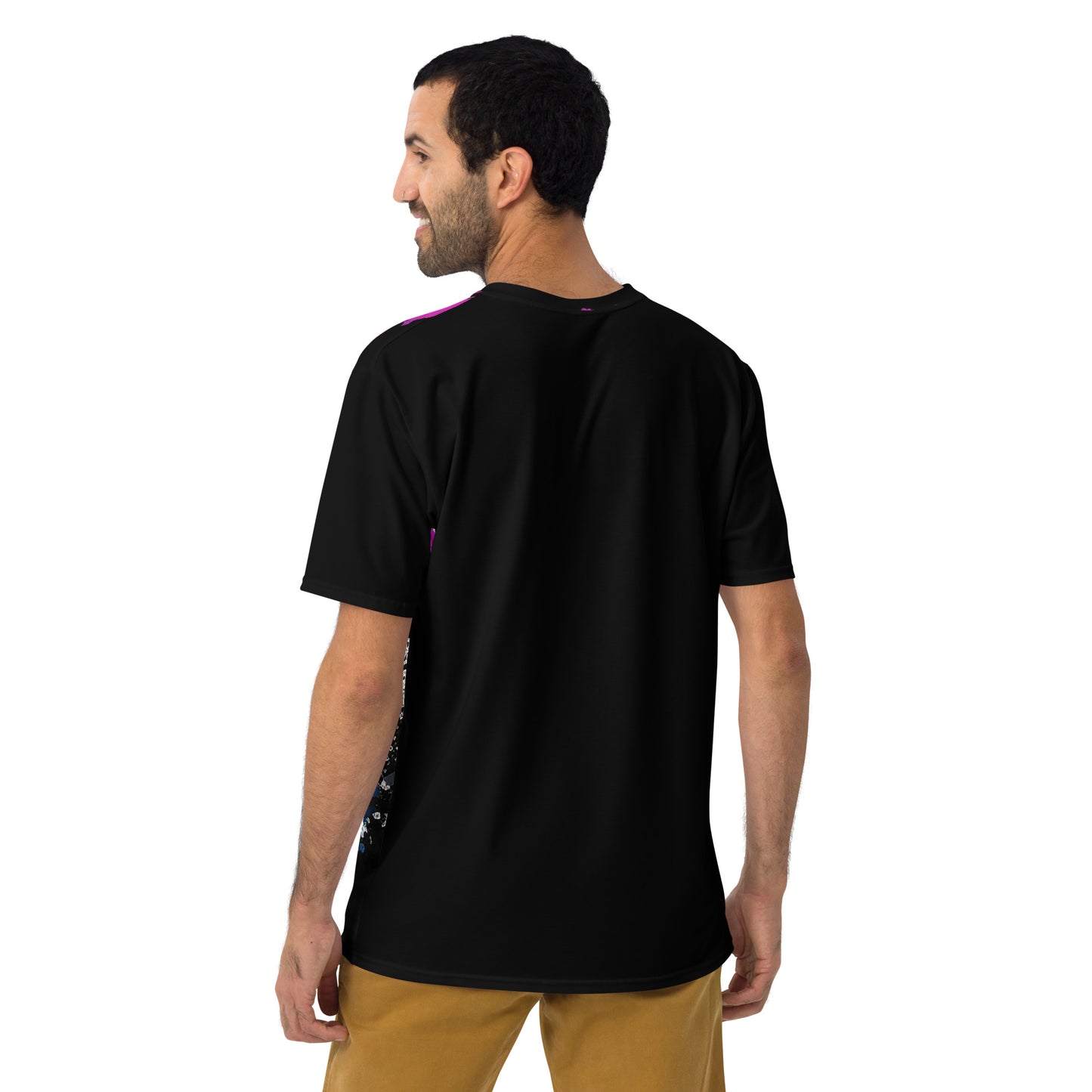 EzPanda® Men's Neon Pink Paw Parade - Stylish Watercolor Print Tee (Black)