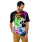 EzPanda® Men's Neon Pink Paw Parade - Stylish Watercolor Print Tee (Black)