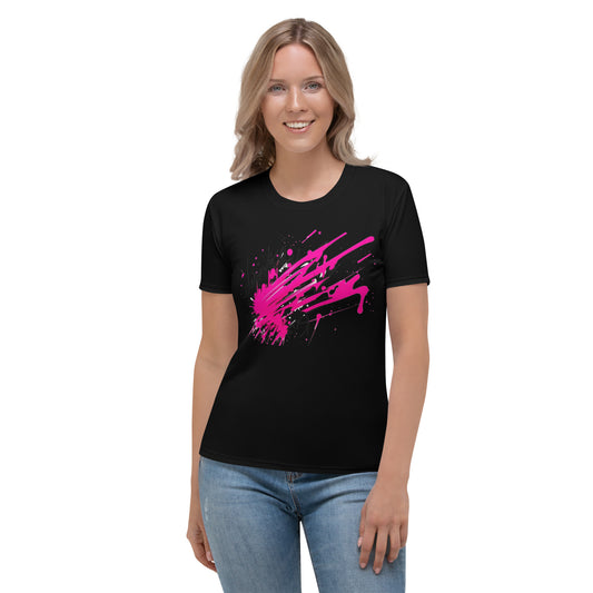 EzPanda® Neon Wave: Graffiti-Style Power Surge Women's Graphic Crew Neck Tee