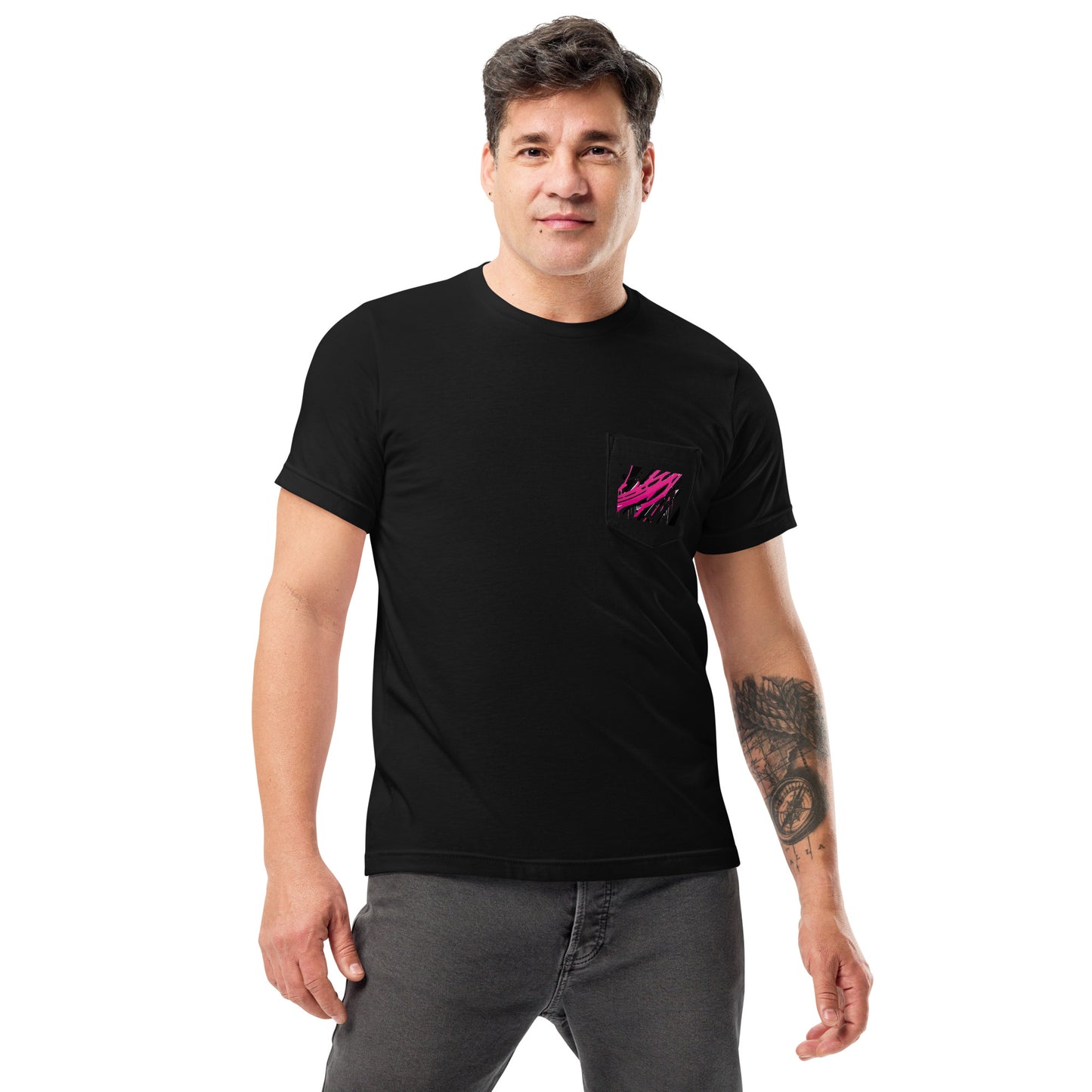 EzPanda® Pocket Splash: Unisex Pocket Tee with Abstract Embroidery
