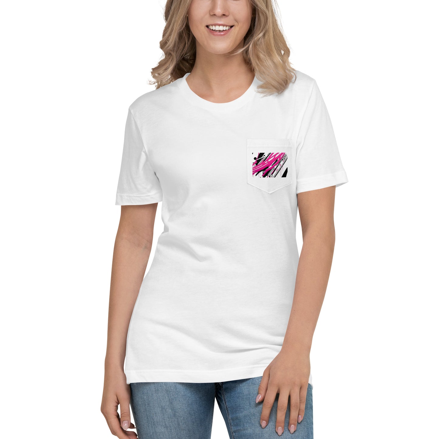 EzPanda® Pocket Splash: Unisex Pocket Tee with Abstract Embroidery