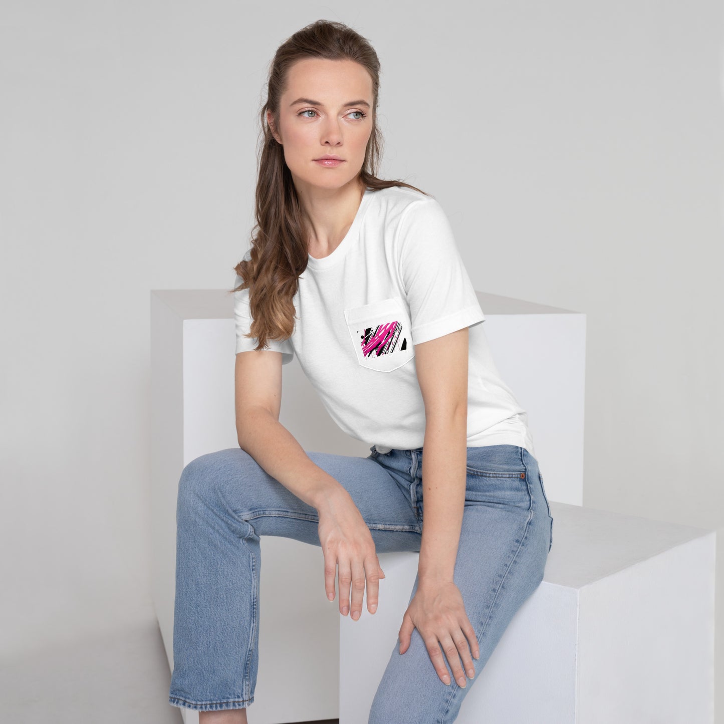 EzPanda® Pocket Splash: Unisex Pocket Tee with Abstract Embroidery