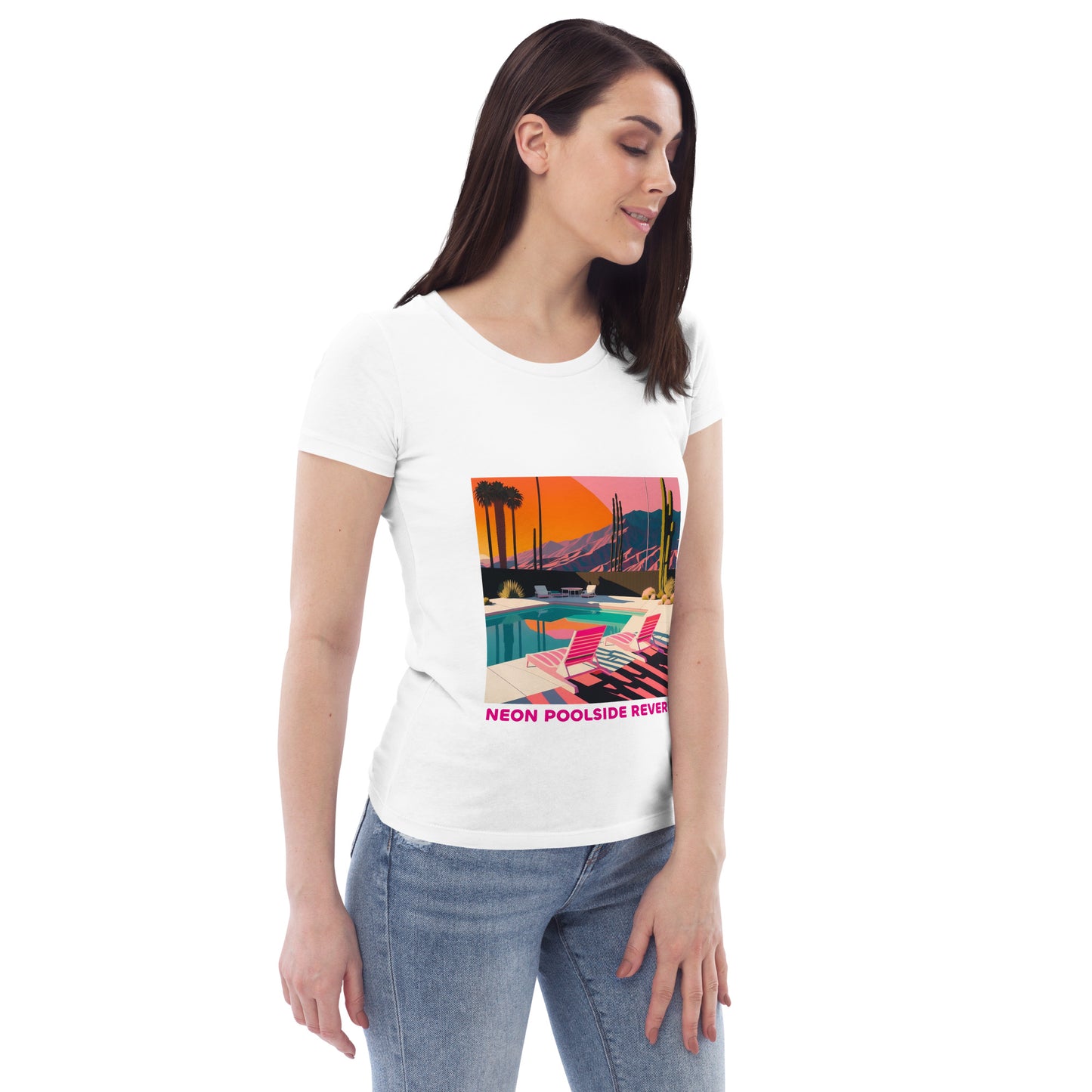 EzPanda® Neon Poolside Reverie: Women's Eco-Friendly Graphic Tee