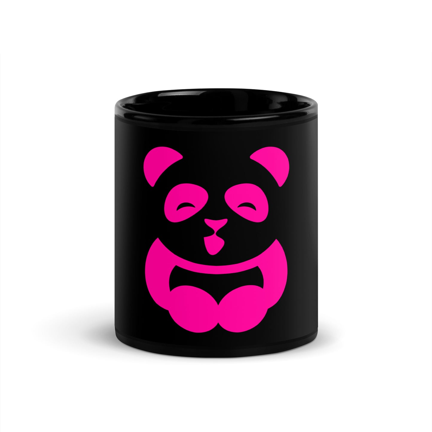 EzPanda® Black Glossy Coffee Mug (Alternate Logo - Transparent Pink)