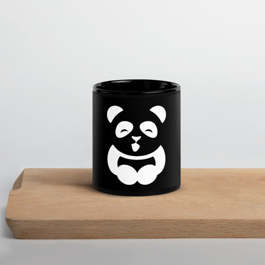 EzPanda® Black Glossy Coffee Mug (Alternate Logo - Transparent White)