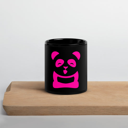 EzPanda® Black Glossy Coffee Mug (Original Logo - Transparent Pink)