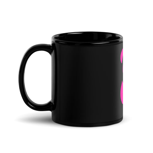 EzPanda® Black Glossy Coffee Mug (Alternate Logo - Transparent Pink)