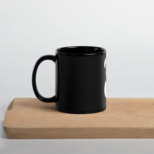 EzPanda® Black Glossy Coffee Mug (Alternate Logo - Transparent White)