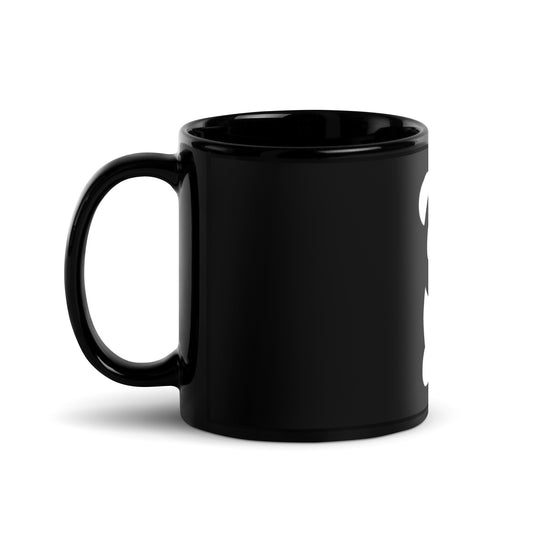 EzPanda® Black Glossy Coffee Mug (Original Logo - Transparent White)