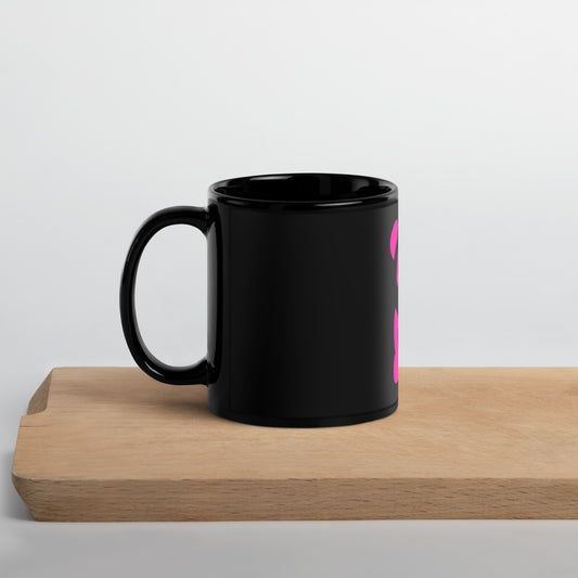 EzPanda® Black Glossy Coffee Mug (Original Logo - Transparent Pink)