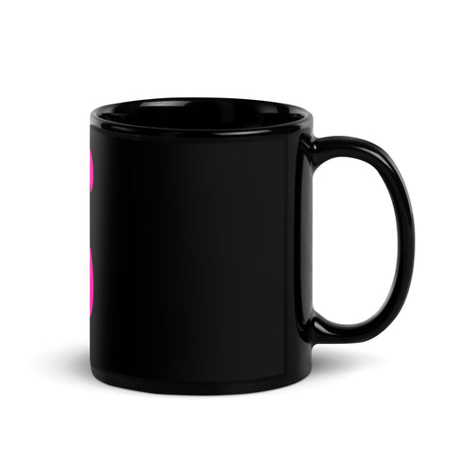 EzPanda® Black Glossy Coffee Mug (Alternate Logo - Transparent Pink)