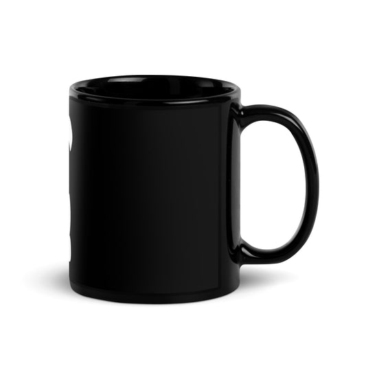 EzPanda® Black Glossy Coffee Mug (Original Logo - Transparent White)