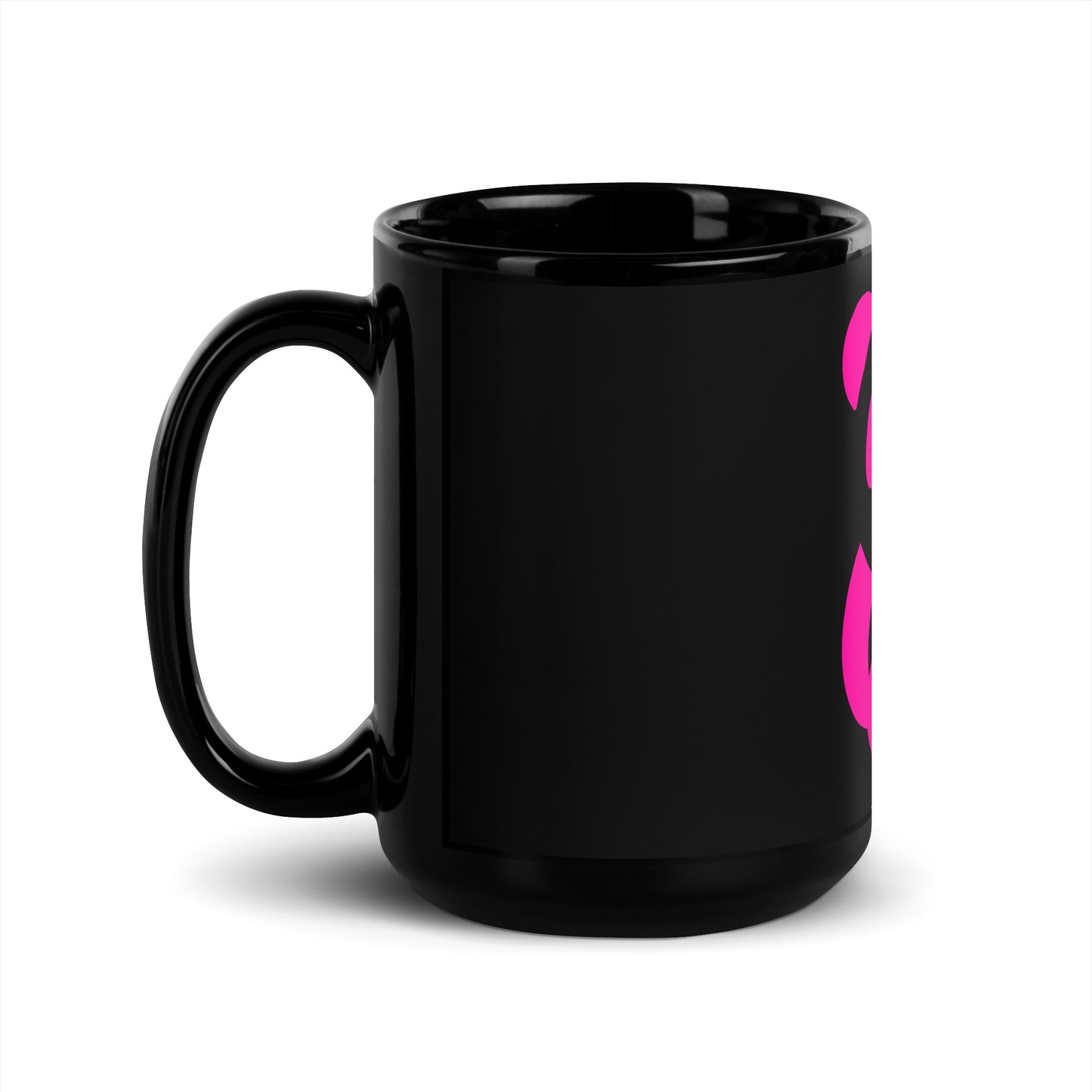 EzPanda® Black Glossy Coffee Mug (Alternate Logo - Transparent Pink)
