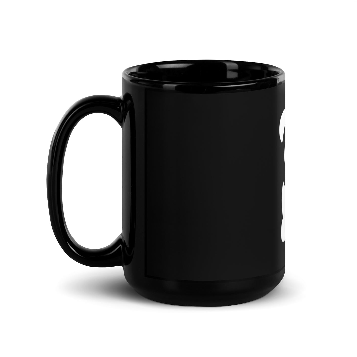 EzPanda® Black Glossy Coffee Mug (Original Logo - Transparent White)