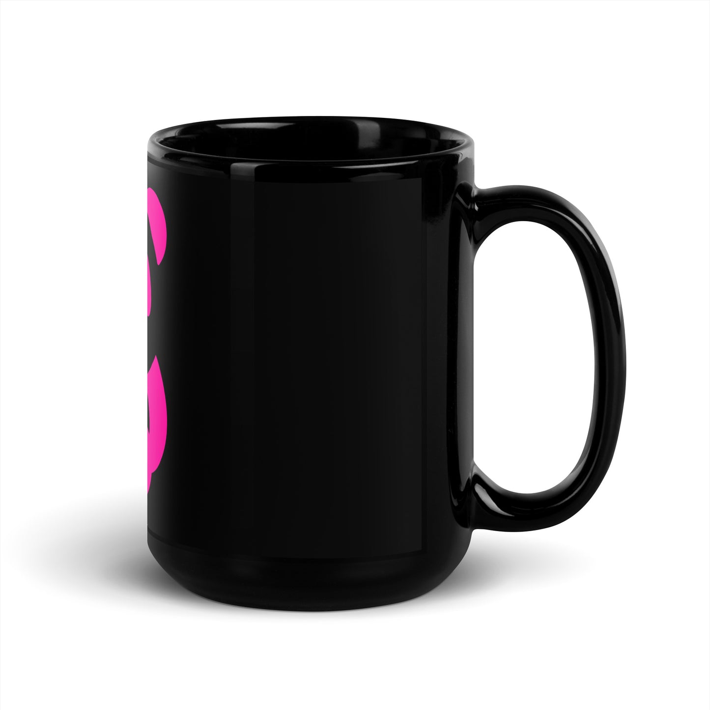 EzPanda® Black Glossy Coffee Mug (Alternate Logo - Transparent Pink)