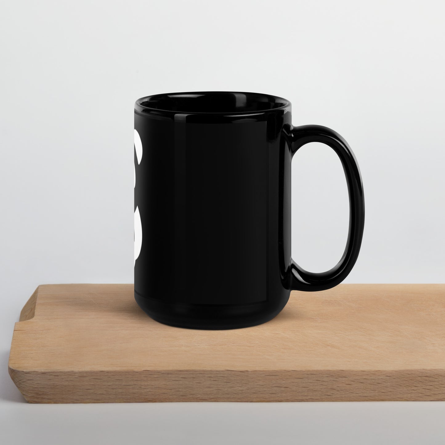 EzPanda® Black Glossy Coffee Mug (Alternate Logo - Transparent White)