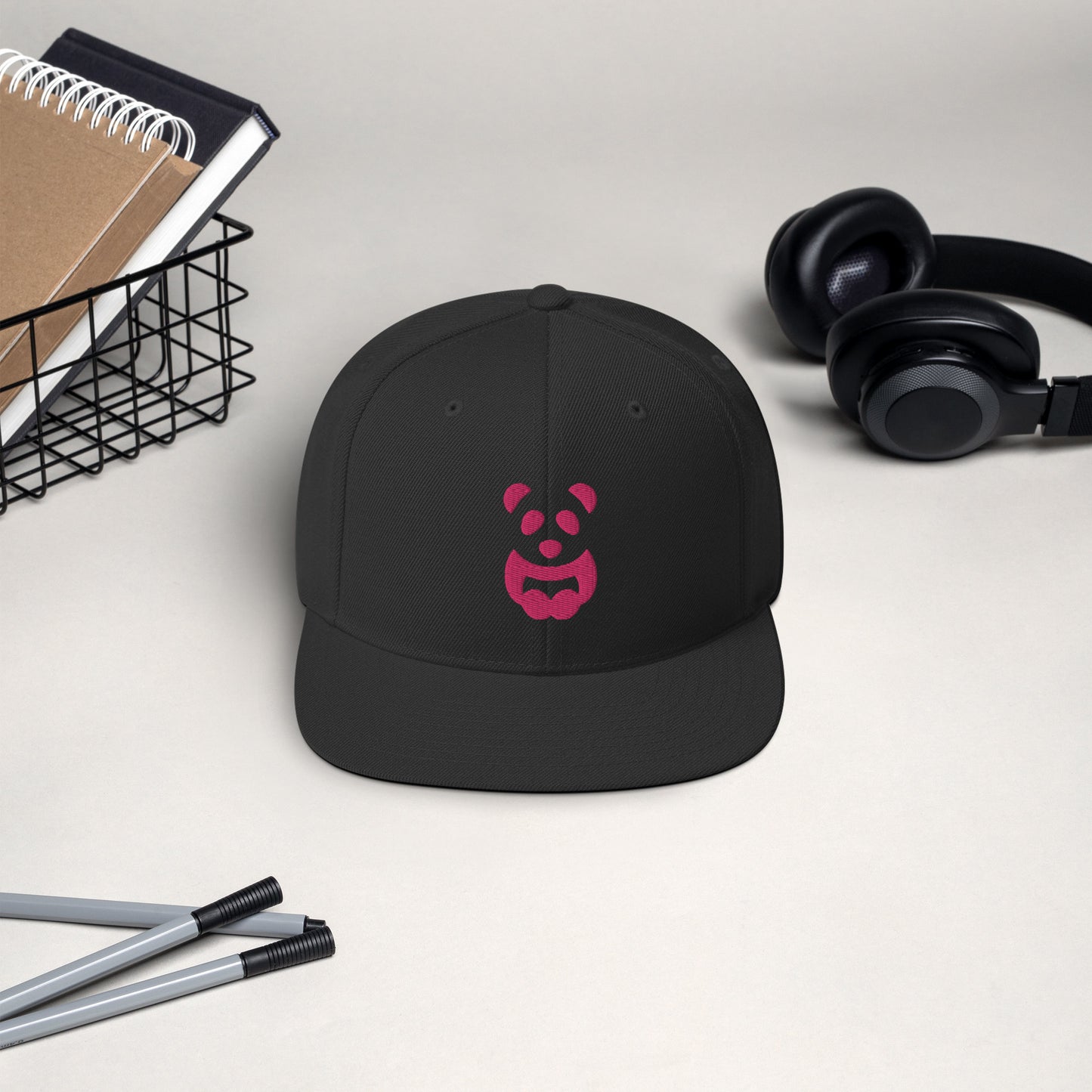 EzPanda® Classic Snapback Hat (Alternate Logo - Transparent Pink - 3D Puff)