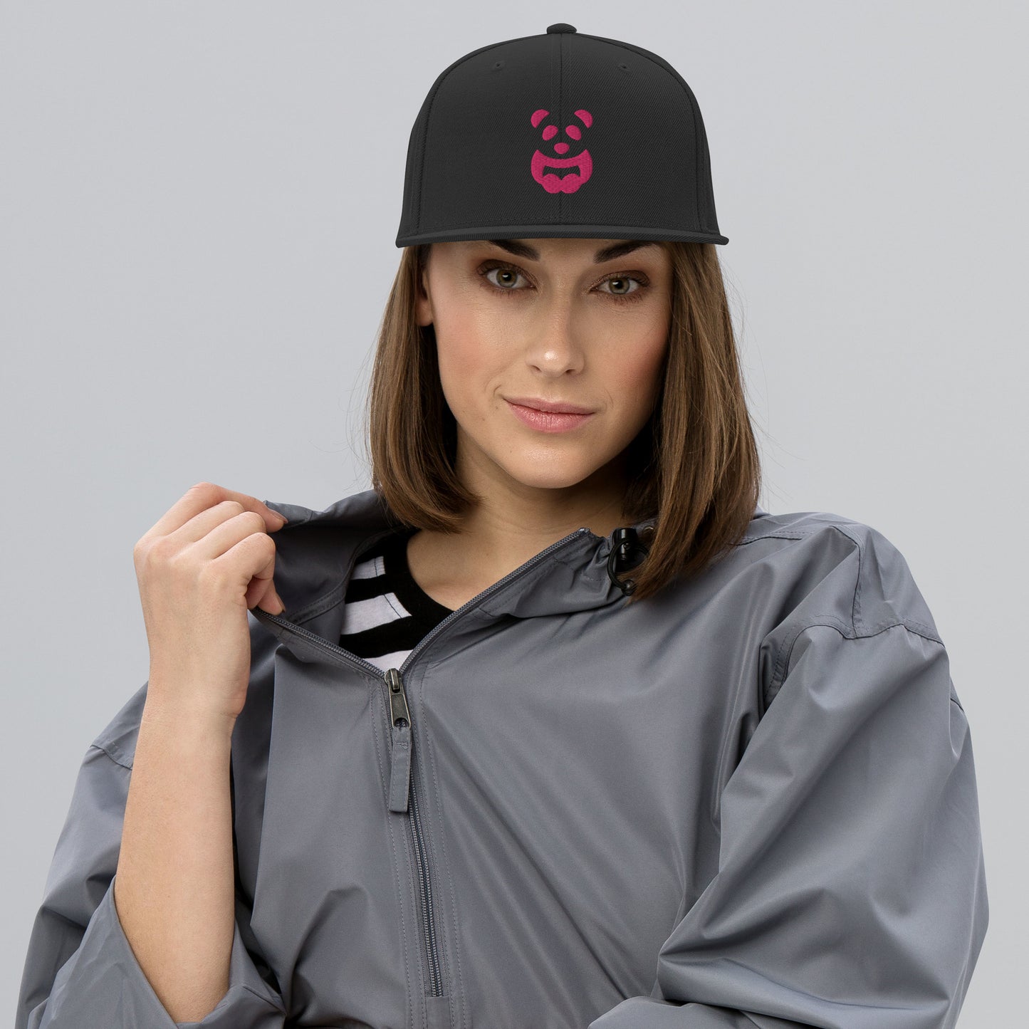 EzPanda® Classic Snapback Hat (Alternate Logo - Transparent Pink - 3D Puff)