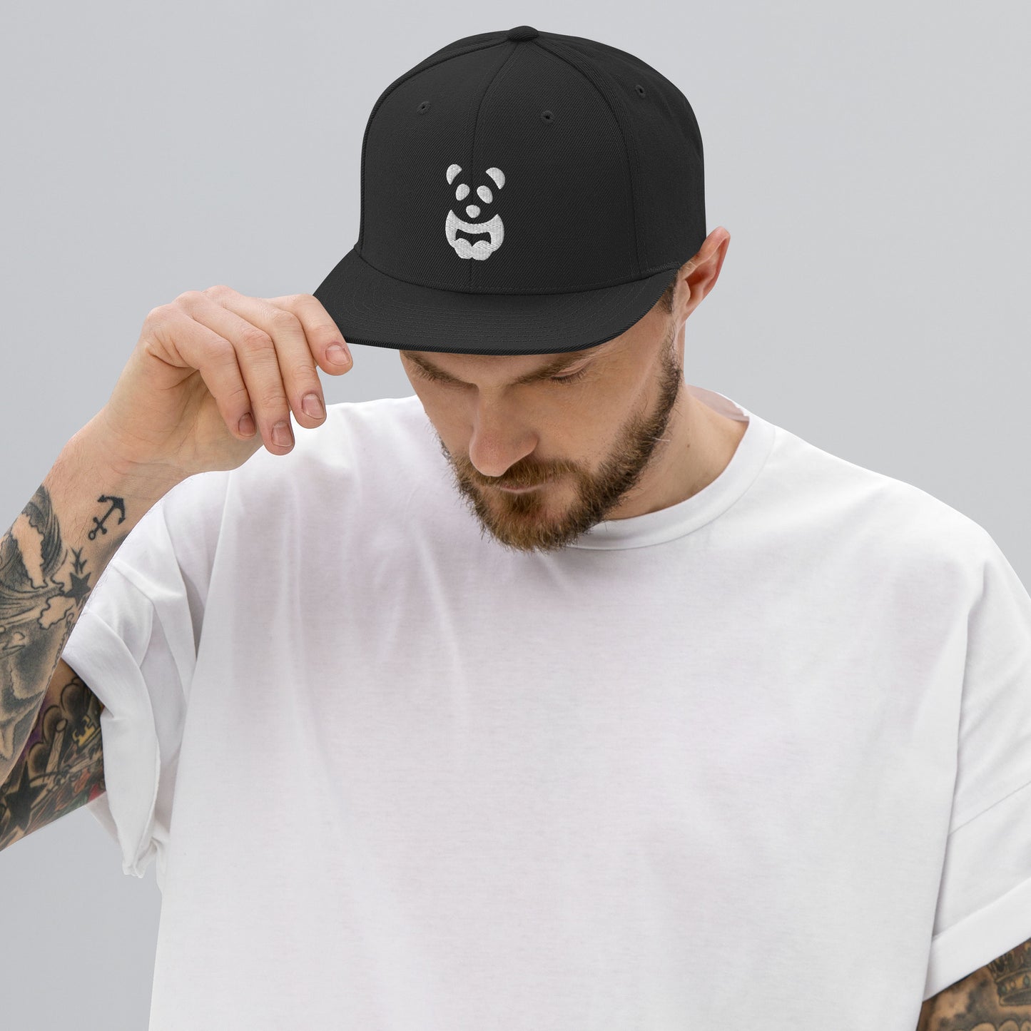 EzPanda® Classic Snapback Hat (Alternate Logo - Transparent White - 3D Puff)