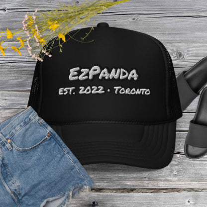 EzPanda® Classic Foam Trucker Hat (Alternate Name + Toronto Only - Black & White)