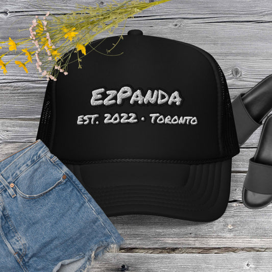 EzPanda® Classic Foam Trucker Hat (Alternate Name + Toronto Only - Black & White)